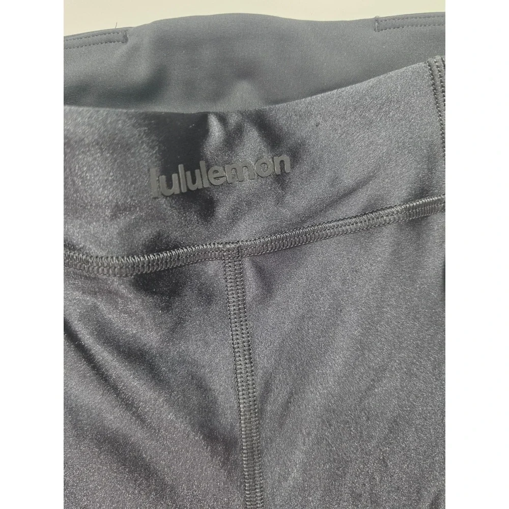 Lululemon Satin Shine Panelled Tight 25 Wordmark Coal Black LW5HKUS Size 2